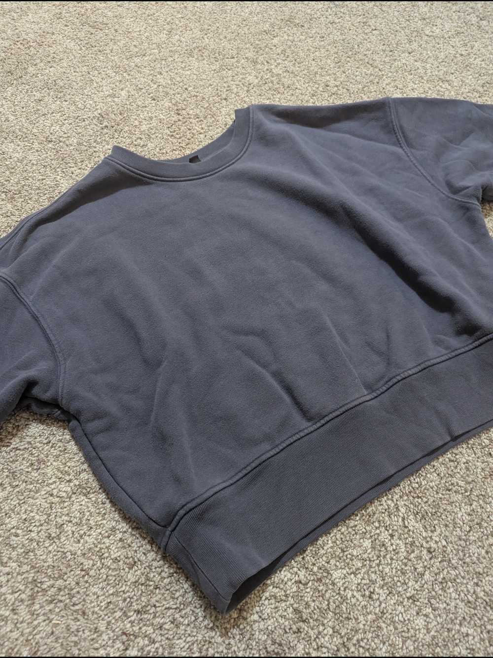 Uniqlo Navy Charcoal Cropped Crewneck Sweater